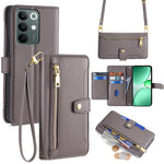 Custodia per telefono in pelle con portafoglio con cerniera a tracolla Lite Sheep Texture, For Realme C85 5G, For Realme C85 Pro 4G, For Realme 15T 5G Global, For Realme C71 4G