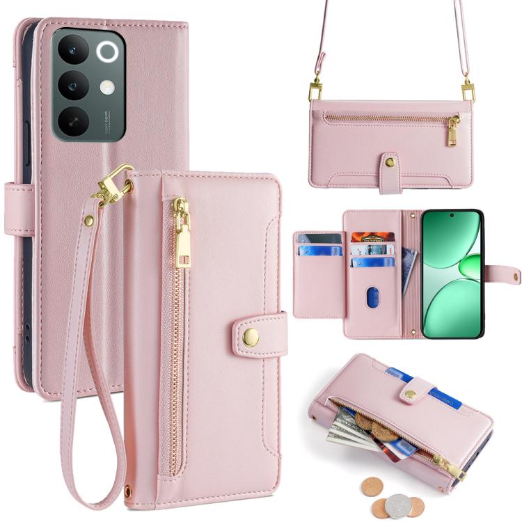 Custodia per telefono in pelle con portafoglio con cerniera a tracolla Lite Sheep Texture, For Realme C85 5G, For Realme C85 Pro 4G, For Realme 15T 5G Global, For Realme C71 4G