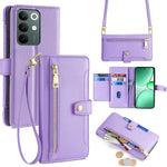 Custodia per telefono in pelle con portafoglio con cerniera a tracolla Lite Sheep Texture, For Realme C85 5G, For Realme C85 Pro 4G, For Realme 15T 5G Global, For Realme C71 4G