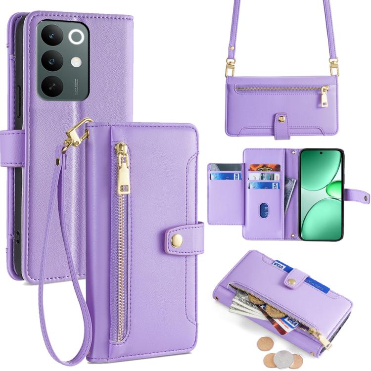Custodia per telefono in pelle con portafoglio con cerniera a tracolla Lite Sheep Texture, For Realme C85 5G, For Realme C85 Pro 4G, For Realme 15T 5G Global, For Realme C71 4G