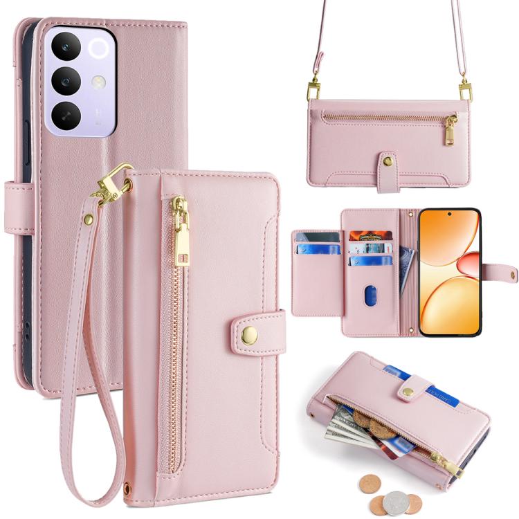 Custodia per telefono in pelle con portafoglio con cerniera a tracolla Lite Sheep Texture, For Realme C85 5G, For Realme C85 Pro 4G, For Realme 15T 5G Global, For Realme C71 4G