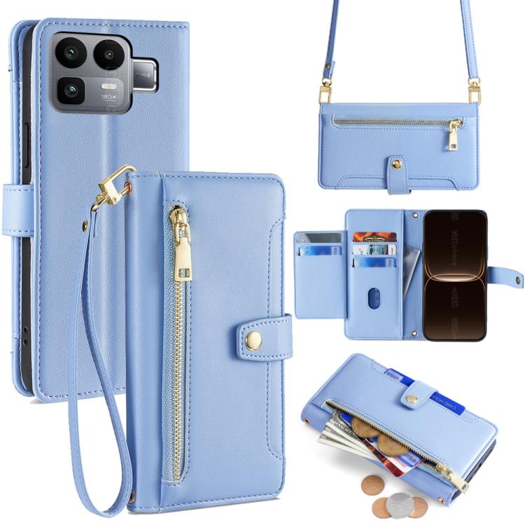 Custodia per telefono in pelle con portafoglio con cerniera a tracolla Lite Sheep Texture, For Realme P4 Power 5G, For Realme Note 80 4G, For Realme C83 5G, For Realme Neo8 5G