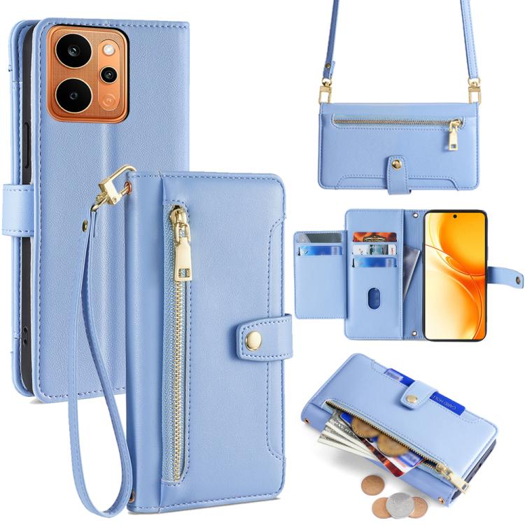 Custodia per telefono in pelle con portafoglio con cerniera a tracolla Lite Sheep Texture, For Realme P4 Power 5G, For Realme Note 80 4G, For Realme C83 5G, For Realme Neo8 5G
