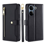 Custodia per telefono in pelle con portafoglio con cerniera a tracolla Lite Sheep Texture, For Tecno Camon 20 Pro 5G, For Tecno Camon 20 Pro 4G