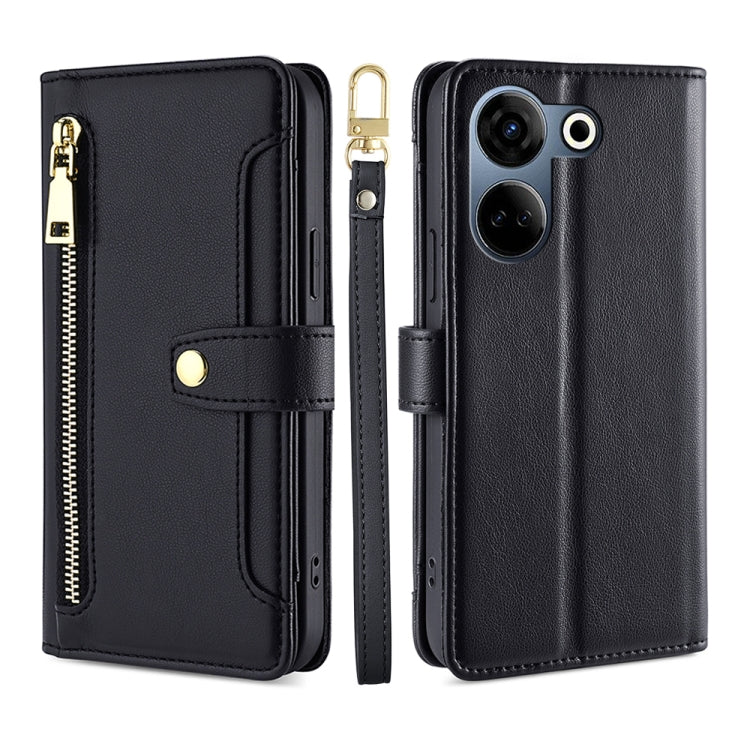 Custodia per telefono in pelle con portafoglio con cerniera a tracolla Lite Sheep Texture, For Tecno Camon 20 Pro 5G, For Tecno Camon 20 Pro 4G