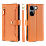 Custodia per telefono in pelle con portafoglio con cerniera a tracolla Lite Sheep Texture, For Tecno Camon 20 Pro 5G, For Tecno Camon 20 Pro 4G