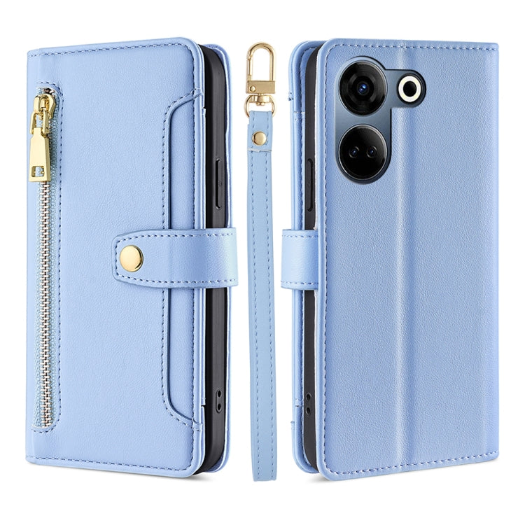 Custodia per telefono in pelle con portafoglio con cerniera a tracolla Lite Sheep Texture, For Tecno Camon 20 Pro 5G, For Tecno Camon 20 Pro 4G