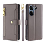 Custodia per telefono in pelle con portafoglio con cerniera a tracolla Lite Sheep Texture, For Tecno Camon 20 Pro 5G, For Tecno Camon 20 Pro 4G