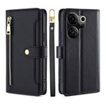 Custodia per telefono in pelle con portafoglio con cerniera a tracolla Lite Sheep Texture, For Tecno Camon 30, For Tecno Pova 5 Pro, For Tecno Pova Neo 3, For Tecno Camon 20 Premier 5G