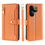 Custodia per telefono in pelle con portafoglio con cerniera a tracolla Lite Sheep Texture, For Tecno Camon 30, For Tecno Pova 5 Pro, For Tecno Pova Neo 3, For Tecno Camon 20 Premier 5G