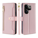 Custodia per telefono in pelle con portafoglio con cerniera a tracolla Lite Sheep Texture, For Tecno Camon 30, For Tecno Pova 5 Pro, For Tecno Pova Neo 3, For Tecno Camon 20 Premier 5G