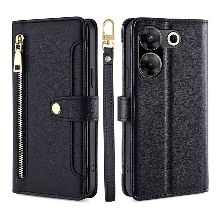 Custodia per telefono in pelle con portafoglio con cerniera a tracolla Lite Sheep Texture, For Tecno Camon 20 Pro 5G, For Tecno Camon 20 Pro 4G