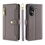 Custodia per telefono in pelle con portafoglio con cerniera a tracolla Lite Sheep Texture, For Tecno Camon 20 Pro 5G, For Tecno Camon 20 Pro 4G
