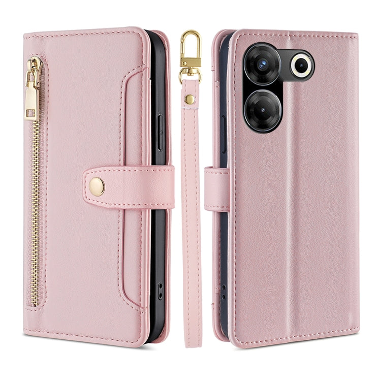 Custodia per telefono in pelle con portafoglio con cerniera a tracolla Lite Sheep Texture, For Tecno Camon 20 Pro 5G, For Tecno Camon 20 Pro 4G
