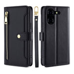 Custodia per telefono in pelle con portafoglio con cerniera a tracolla Lite Sheep Texture, For Tecno Camon 30, For Tecno Pova 5 Pro, For Tecno Pova Neo 3, For Tecno Camon 20 Premier 5G