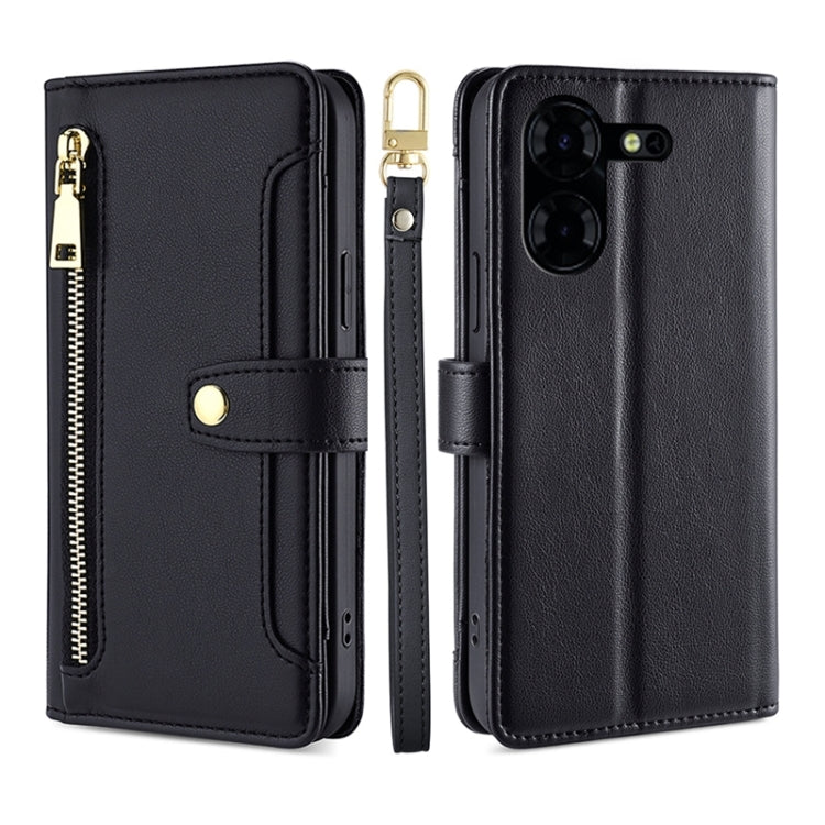 Custodia per telefono in pelle con portafoglio con cerniera a tracolla Lite Sheep Texture, For Tecno Camon 30, For Tecno Pova 5 Pro, For Tecno Pova Neo 3, For Tecno Camon 20 Premier 5G
