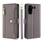 Custodia per telefono in pelle con portafoglio con cerniera a tracolla Lite Sheep Texture, For Tecno Camon 30, For Tecno Pova 5 Pro, For Tecno Pova Neo 3, For Tecno Camon 20 Premier 5G