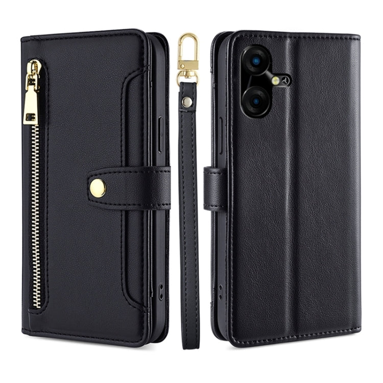 Custodia per telefono in pelle con portafoglio con cerniera a tracolla Lite Sheep Texture, For Tecno Camon 30, For Tecno Pova 5 Pro, For Tecno Pova Neo 3, For Tecno Camon 20 Premier 5G