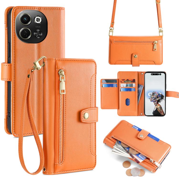 Custodia per telefono in pelle con portafoglio con cerniera a tracolla Lite Sheep Texture, For Tecno Spark 30 4G, For Tecno Pova 6 Neo 5G, For Tecno Camon 30 Premier 5G, For Tecno Camon 30 Pro 5G