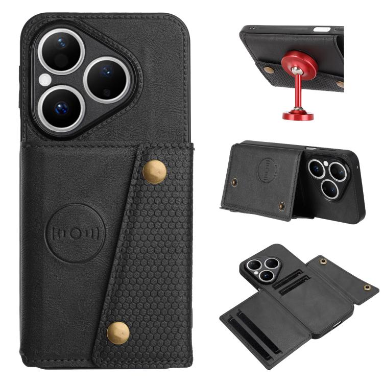 Custodia magnetica per telefono con doppia fibbia, For Huawei Pura 80 Ultra, For Huawei Pura 80 Pro / 80 Pro+, For Huawei Pura 80, For Huawei nova 14 Ultra