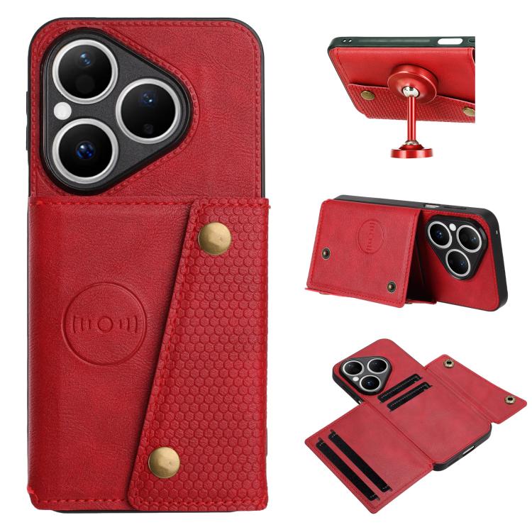 Custodia magnetica per telefono con doppia fibbia, For Huawei Pura 80 Ultra, For Huawei Pura 80 Pro / 80 Pro+, For Huawei Pura 80, For Huawei nova 14 Ultra