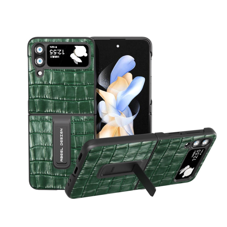 Custodia per cellulare in vera pelle di coccodrillo con supporto, For Samsung Galaxy Z Flip4, For Samsung Galaxy Z Flip3 5G
