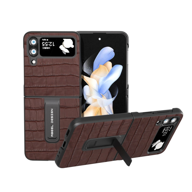 Custodia per cellulare in vera pelle di coccodrillo con supporto, For Samsung Galaxy Z Flip4, For Samsung Galaxy Z Flip3 5G