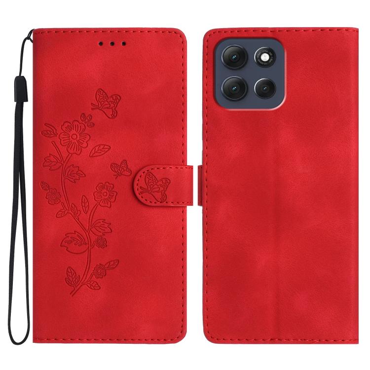 Custodia in pelle con motivo farfalla per Motorola Moto G57 5G