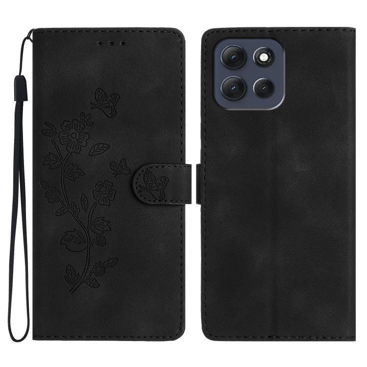 Custodia in pelle con motivo farfalla per Motorola Moto G57 5G