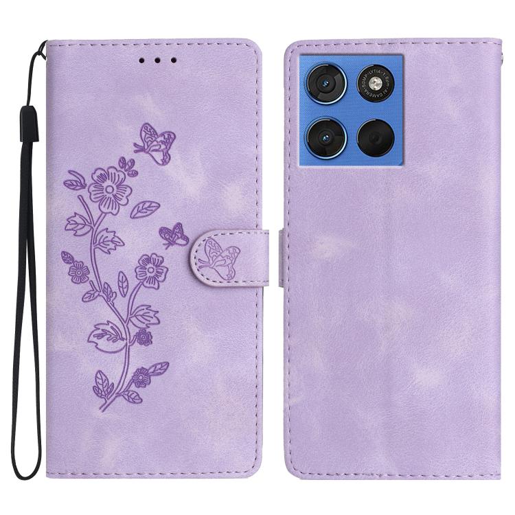 Custodia in pelle con motivo farfalla per Motorola Moto G57 5G