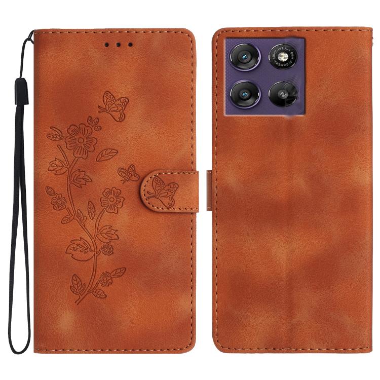 Custodia in pelle con motivo farfalla per Motorola Moto G57 5G