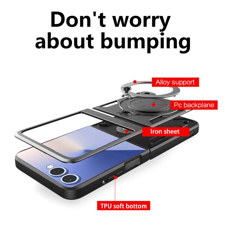 Custodia per telefono con supporto magnetico CD Texture, For Samsung Galaxy Z Flip7, For Samsung Galaxy Z Flip5