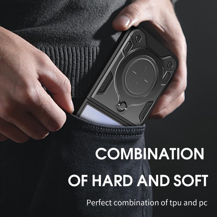 Custodia per telefono con supporto magnetico CD Texture, For Samsung Galaxy Z Flip7, For Samsung Galaxy Z Flip5