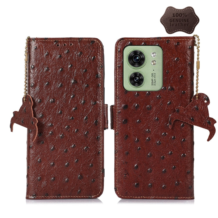 Custodia portafoglio in vera pelle per Motorola Moto G14