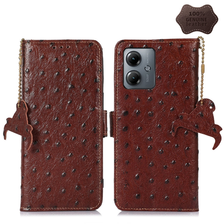 Custodia portafoglio in vera pelle per Motorola Moto G14