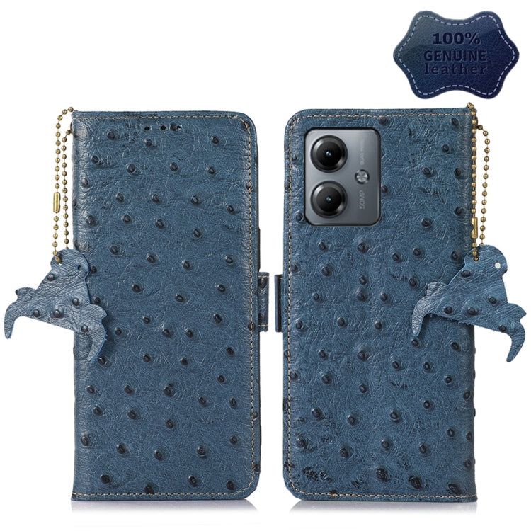 Custodia portafoglio in vera pelle per Motorola Moto G14