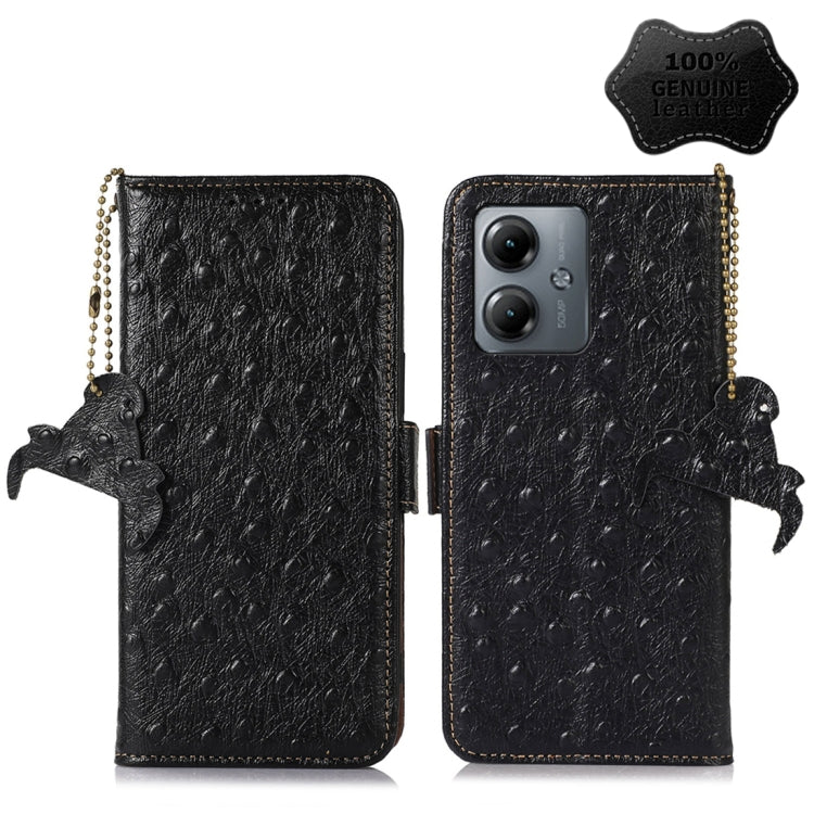 Custodia portafoglio in vera pelle per Motorola Moto G14