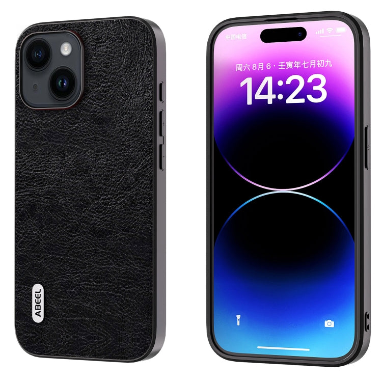 Custodia PU ABEEL Retro Litchi per iPhone 15 e 14