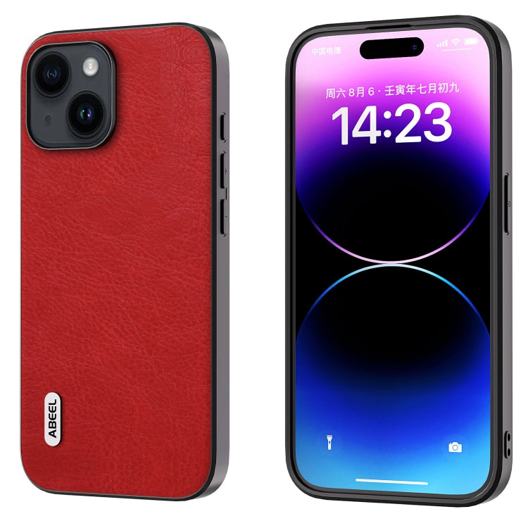 Custodia PU ABEEL Retro Litchi per iPhone 15 e 14
