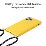 Custodia in paglia di grano TPU con cordino per iPhone 15