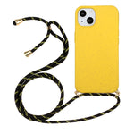 Custodia in paglia di grano TPU con cordino per iPhone 15