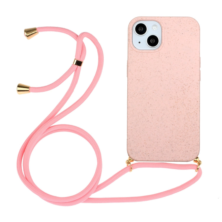 Custodia in paglia di grano TPU con cordino per iPhone 15