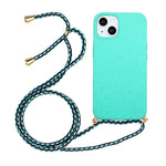 Custodia in paglia di grano TPU con cordino per iPhone 15