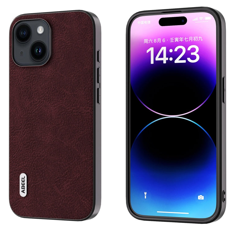 Custodia ABEEL Litchi Texture per iPhone 15 e 14