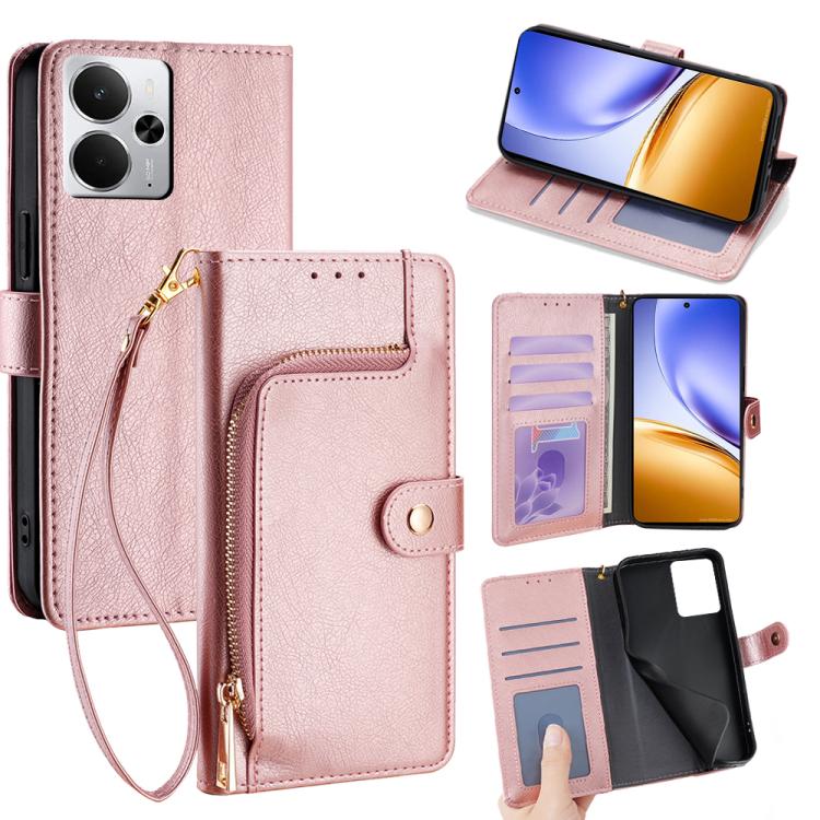 Custodia in pelle con cerniera per Realme GT 7 5G