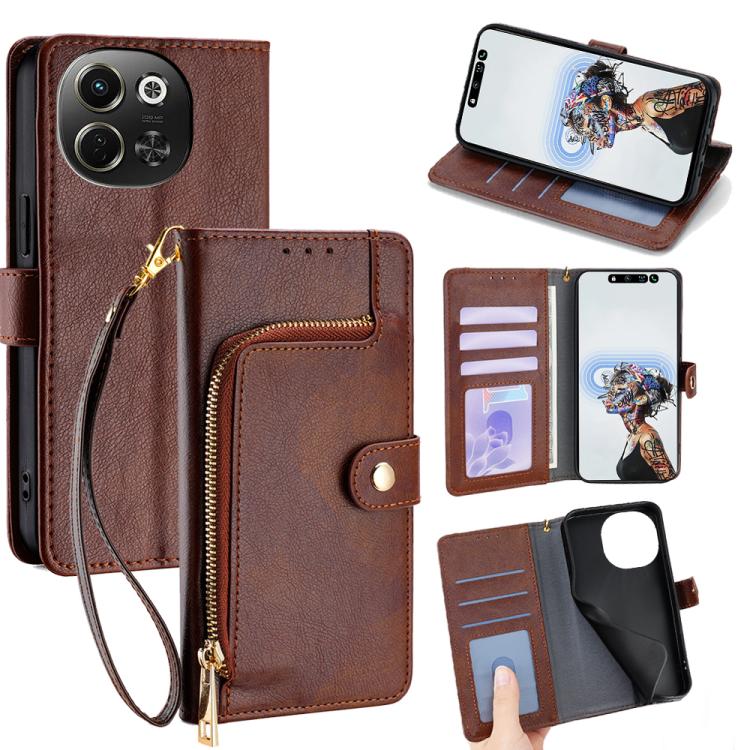 Custodia in pelle con cerniera per Tecno Spark 40 Pro+ 4G