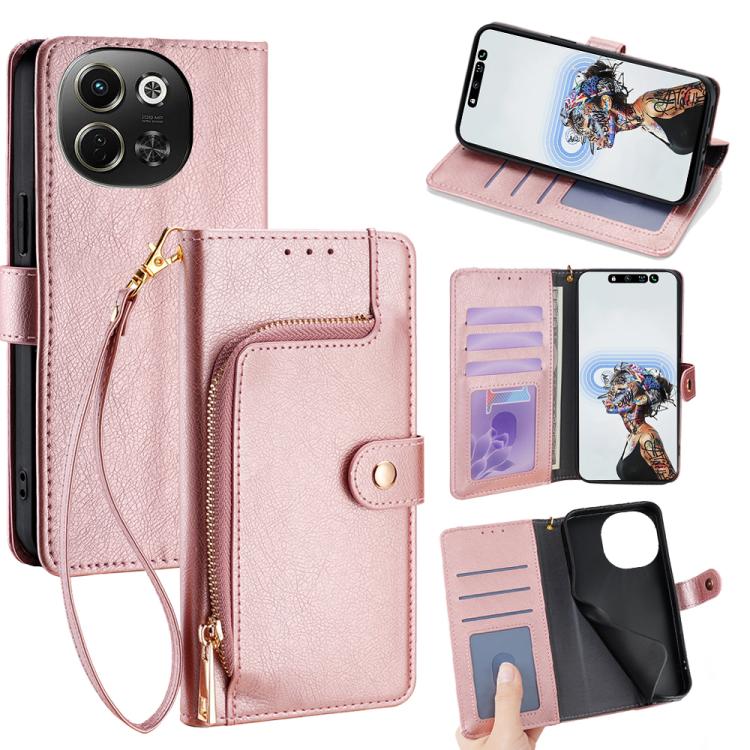 Custodia in pelle con cerniera per Tecno Spark 40 Pro+ 4G