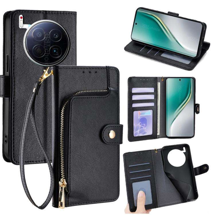Custodia in pelle con cerniera per Tecno Spark 40 Pro+ 4G