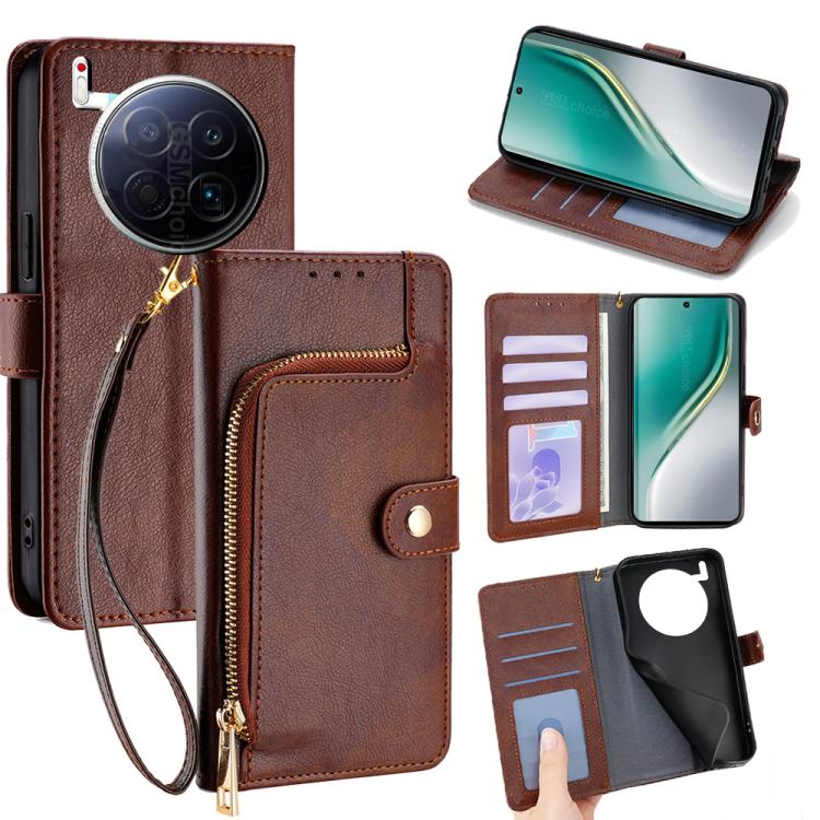 Custodia in pelle con cerniera per Tecno Spark 40 Pro+ 4G