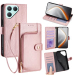 Custodia in pelle con cerniera per Tecno Pova Curve 2 5G